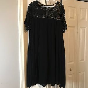 Size 22 Black Floral Lace Top Dress with POCKETS
